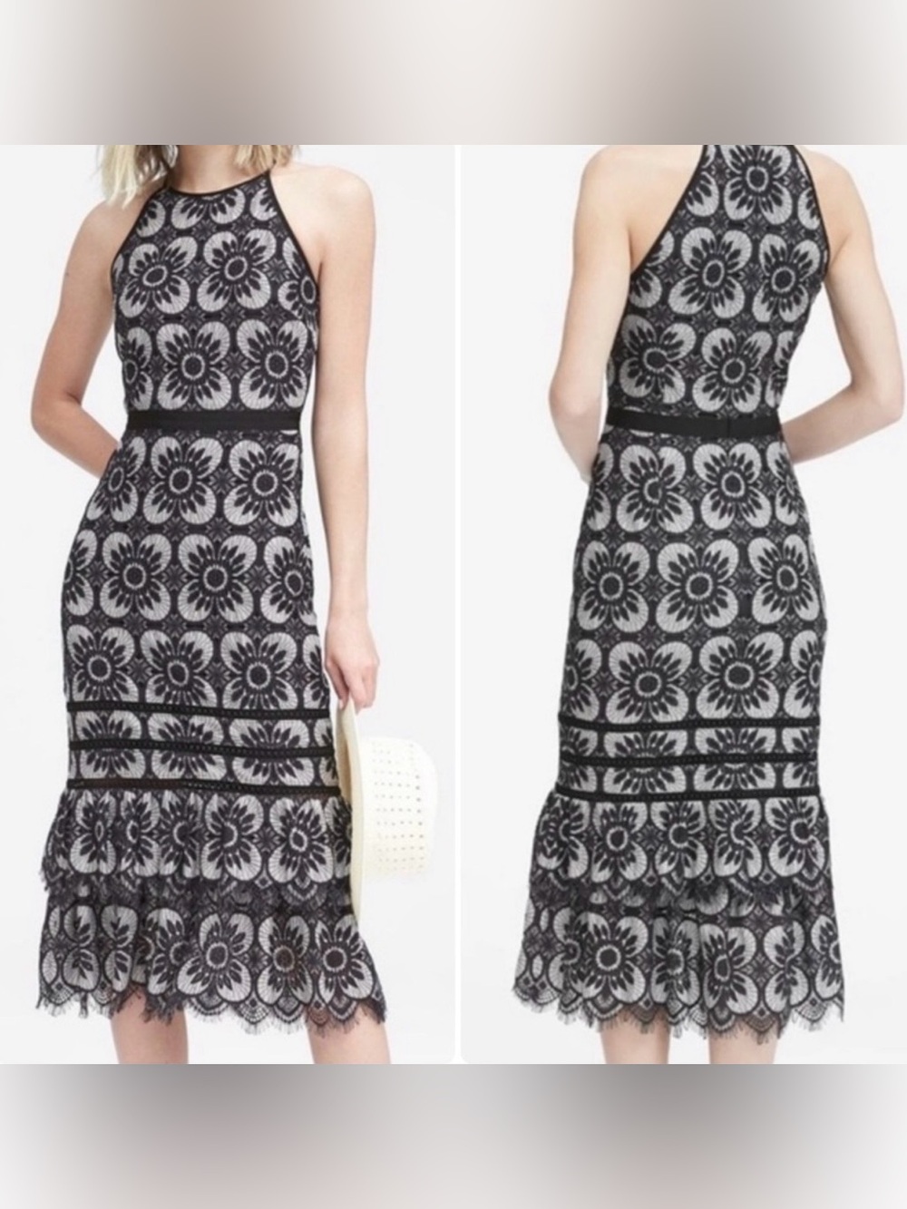 Banana Republic Floral Crochet
Lace Halter Midi Dress